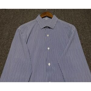 State and liberty button up shirt long sleeve striped blue white size XL stretch